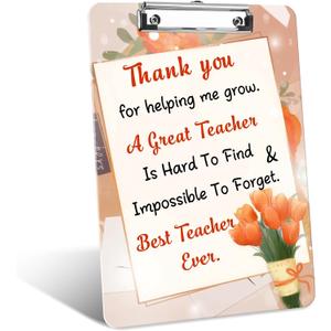 3 x Thank You Teacher Gifts for Teacher Clipboard Appreciation Gifts Birthday for Women Men End of Year Gift Clip Board Graduation Retirement Christmas Valentines Present from Students Colleague Friends