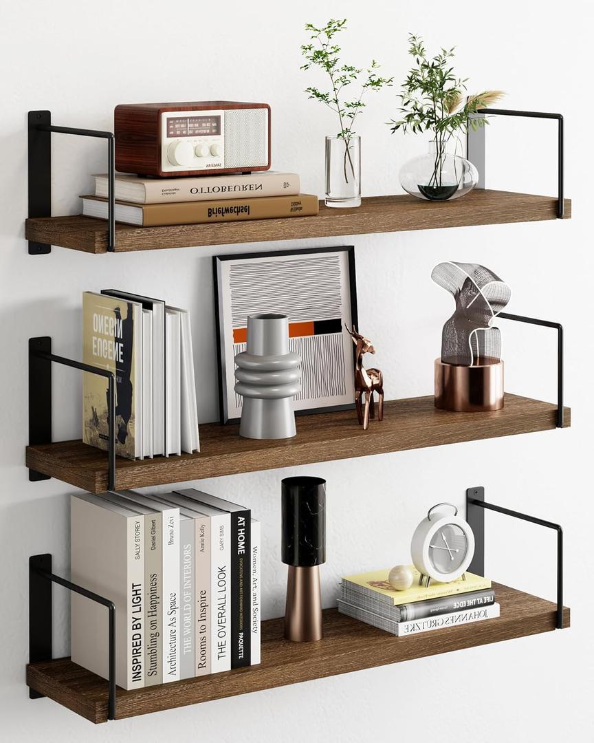Floating Shelves, 24 In Bookshelves for Room Wall, Shelves on Wall (Brown)