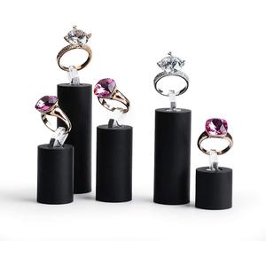 Black Acrylic Ring Display Stand 7 Piece Acrylic Cylinder Ring Display Organizer