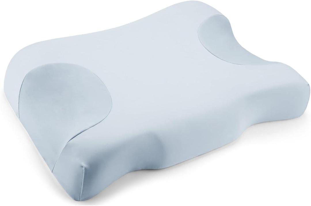 Royalisneeo Beauty Pillow for Back Stomach and Side Sleeper Pillow for Neck and Shoulder Pain, Memory Foam Pillow for Anti Wrinkle & Anti Aging,Blue(Standard)