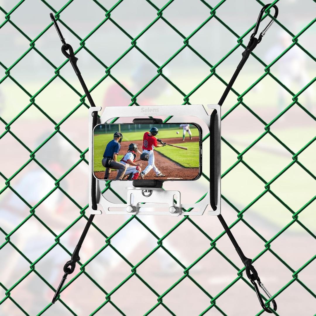 Selens Cell Phone Fence Mount Live Streaming Kit for iPhone,Mevo Camera,Phones and Gopro.Mounting Kit for Gamechanger to a Chain Link Fence for Recording Baseball,Softball and Tennis Games