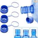 3 & 5 Gallon Water Jug Cap Reusable, Food Grade Silicone Replacement Gallon Caps for 55mm Standard/Screw/Crown Tops Water Bottle and Water Dispensers, Non-Spill Lids for Anti-Splash, Leak Free (3PCS)