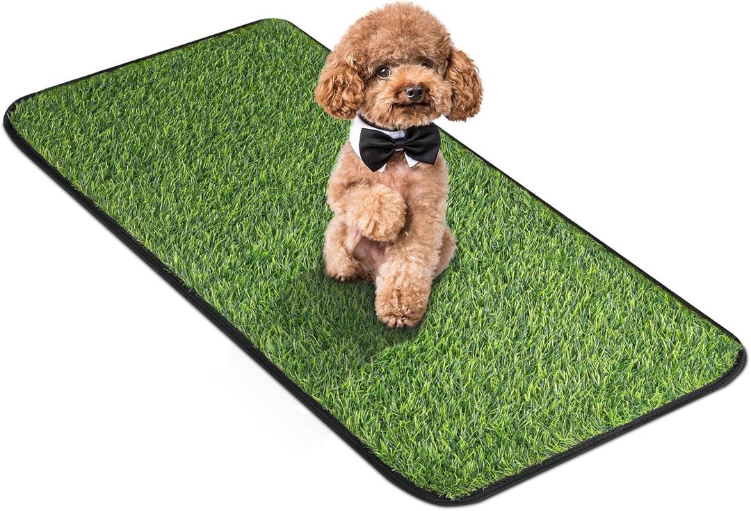 Artificial Grass Mat, Dog Grass Pee Pads, Fake Grass Pad for Pets Potty Training, Soft Grass Pad Rug, Grass Doormat with Drainage Holes, Pet Turf for Indoor Outdoor Use, Washable(15.7"*39.4")