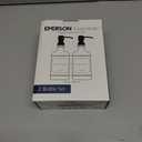 Emerson Essentials Soap Dispenser, Dish Soap Dispenser, Soap Dispenser Bathroom Set, Hand Soap Dispenser, Kitchen Soap Dispenser Set, Glass Soap Dispenser with Pump and Labels | 16 Oz 2-Pack (Amber | Black)