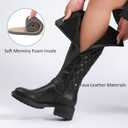 Ruiee Knee High Boots for Women Classic Comfort Riding Combat Boot Round Toe Side Zipper Long Tall Fall Winter Womens Boots. (8.5, Black Pu 267)