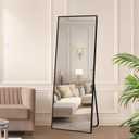 Full Length Floor Mirror 57"x17", Floor Standing with Aluminum Frame, Freestanding/Leaning/Wall Mount, Shatter-Resistant Glass for Bedroom, Living Room, Black