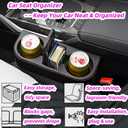 Car Cup Holder Expander & Seat Gap Filler - PU Leather Cover with Stitching, Multifunctional Front Seat Organizer, for Car Truck Van, Holds Large Cups and Phones,Prevent Dropping Items (1Pack, Black)