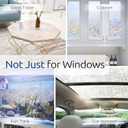 rabbitgoo Window Privacy Film Rainbow Film Decorative Window Sticker, 3D Static Stained Glass Cling Tint for Home Heat Control Non-Adhesive, 17.5 x 78.7 inches