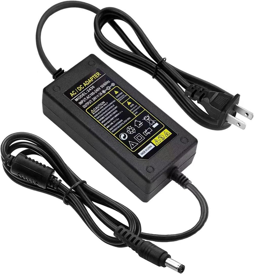 24V Power Supply DC 24 Volt 3A AC Adapter 100-240V AC/DC Adapter Transformer Compatible 3 Amp 3A 2.7A 2.5A 2A with 5.5 * 2.5mm/2.1mm Tip for 5050 3528 LED Strip CCTV Camera Printer LCD Monitor