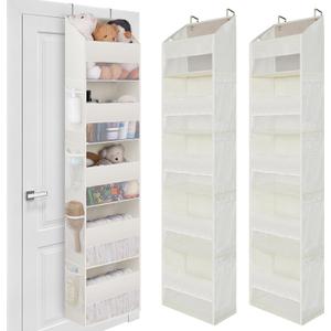 GRANNY SAYS Over the Door Organizer, 5-Shelf Behind the Door Storage with 8 Pockets and Clear Window, Anti Tilt 45lb Large Capacity Hanging Storage for Bedroom, Stuffed Animal, Beige, 2 Pack