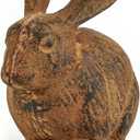 Sungmor Cast Iron Rabbit Statue, Vintage Animal Collection Figurines, Home Office Table Decor, Paperweight, Doorstop, Garden Lawn Cute Ornament, Rust Finish