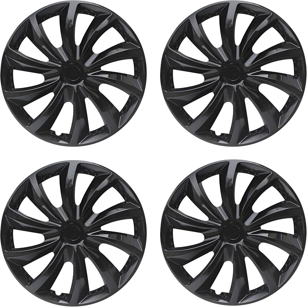 Hubcap Wheel Cover Replacement R16 Hub Caps Universal-Fit Steel Wheel Rim Cover ABS Material Exterior Accessories for Car Truck SUV -Set of 416-inch Black