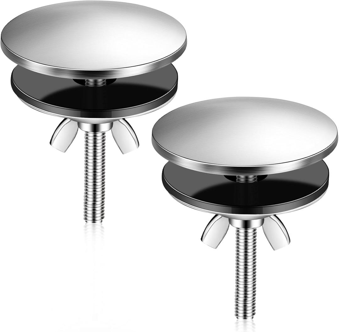 LEIFIDE 2 Pcs 2 Inch Kitchen Sink Hole Cover Faucet Hole Cover Stainless Steel Kitchen Sink Tap Plate Stopper Blanking Metal Plug(Brushed Stainless Steel)