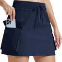 MAGCOMSEN Women's Hiking Cargo Skort High Waisted Tennis Golf Skirt 4 Pockets Summer Casual Athletic Skirt with Liner (Blue, XL)