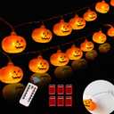Halloween Lights,20FT 40 LEDs Holiday String Lights for Indoor Outdoor Decor, Battery Operated 8 Mode Waterproof Pumpkin String for Party Decorations