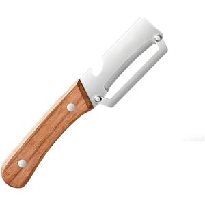 MultiFunctional Vegetable Peeler for KitchenMultifunctional Vegetable Peeler with Wooden Handle and Bottle Opener2-in-1 Stainless Steel Kitchen Tool for Fruit Apple Potato Pumpkin Papaya (1)