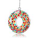 Yinns 9.5Inch Solar Mosaic Bird Feeder for Outside Hanging, Glass Birdfeeder with Round Shape Container, Bird Feeders Garden Decor