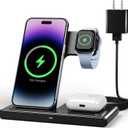 Wireless Charger iPhone Charging Station: 3 in 1 Charger Stand Multiple Devices for Apple - iPhone 16e 16 15 14 Pro Max 13 12 11 - Watch 10 9 8 7 6 5 4 3 2 SE and Ultra Series - Airpods 4 3 2 Pro (Black)