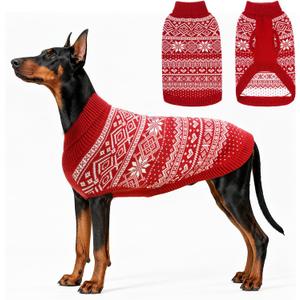 HOMIMP Dog Sweater Argyle - Warm Winter Clothes Puppy Soft Coat, Ugly Dog Sweater for Small Medium and Large Dogs, Pet Clothing Boy Girl (Red, XL)