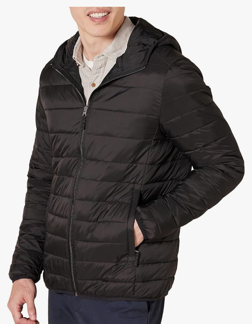 Amazon Essentials Men's Lightweight Water-Resistant Packable Hooded Puffer Jacket,XS