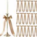 Lyrow 36 Pcs Champagne Long Satin Ribbon Bows for Wedding Valentine Candlestick Chairs Hair Bows for Women Bridal Baby Shower Backdrop Wine Glass DIY Birthday Party Table Decor(19.7" x 5.28") (Brown)