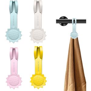 4Pack Magnetic Towel Clips Premium Multi-Scene Use Towel Hooks for Bathrooms, Kitchens, Showers & More Keep Towels, Socks, Gloves, Aprons, and Small Tools Organized (Pink & Blue & White & Yellow)