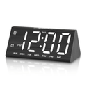 JALL Wooden Digital Alarm Clocks for Bedrooms, Large Bold Digits Electric Desk Clock, with Dual Alarm, USB Port, DST, Auto Dimmer for Wood Decor, Bedside, Gift (Black)