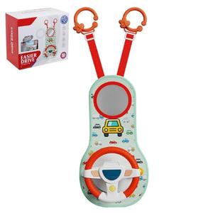 Pesoncarl Rear Facing Car Seat Toys, 360° Rotation Baby Steering Wheel Toy with Mirror, Music, Lights and Driving Sounds, 12 Months+ Kids Steering Wheel for Car Backseat