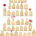 36Pcs Bud Vases Set Small Vintage Glass Bottles Bud Vases in Bulk Multiple Shape Cute Glass Vases for Rustic Wedding Centerpieces Table Decorations and Home Decor (Champagne)