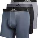 adidas Men's Microfiber Boxer Briefs Underwear (Multipack) Athletic Stretch-Fit (Large, Black/Onix Grey/Grey)