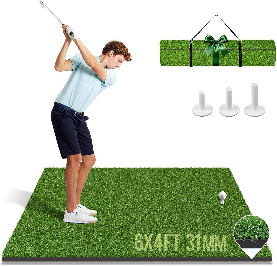 Golf Hitting Mat 3x5/4x4/5x4/6x4FT, Thick Durable Turf & Foam Base