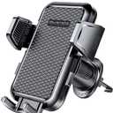 Firm-hold Air Vent Car Phone Holder for iPhone, Rotatable Universal Phone Mount with Adjustable Wide Clamp Metal Hook, Anti-vibration, Single-press Release, Heat-resistant (Upgrade Hook Clip Never Shake)