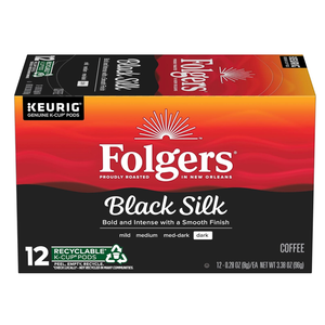 Folgers Blacksilk Instant Coffee,  12 packs, BB: 03/12/2028