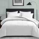 Maple&Stone Full Size Comforter Set 7 Pieces Bed in a Bag - Down Alternative Bed Set with Sheets, Pillowcases & Shams, Soft Reversible Duvet Insert,White