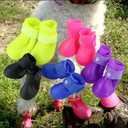 Cute Little Pet Dog Puppy Rain Snow Boots Shoes Booties Candy Colors Rubber Waterproof Anti-Slip (Purple, X-Large)