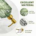 AmazerBath Soap Dispenser, 2 Pack Green Glass Soap Dispenser with Pump Stainless Steel, 14.2OZ Luxury Gold Hand Soap Bottles Bathroom Kitchen