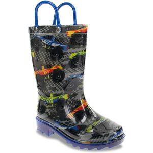 Western Chief Kids Waterproof Light Up Rain Boots With Handles for Easy On and Off for Boys and Girls, Size 5