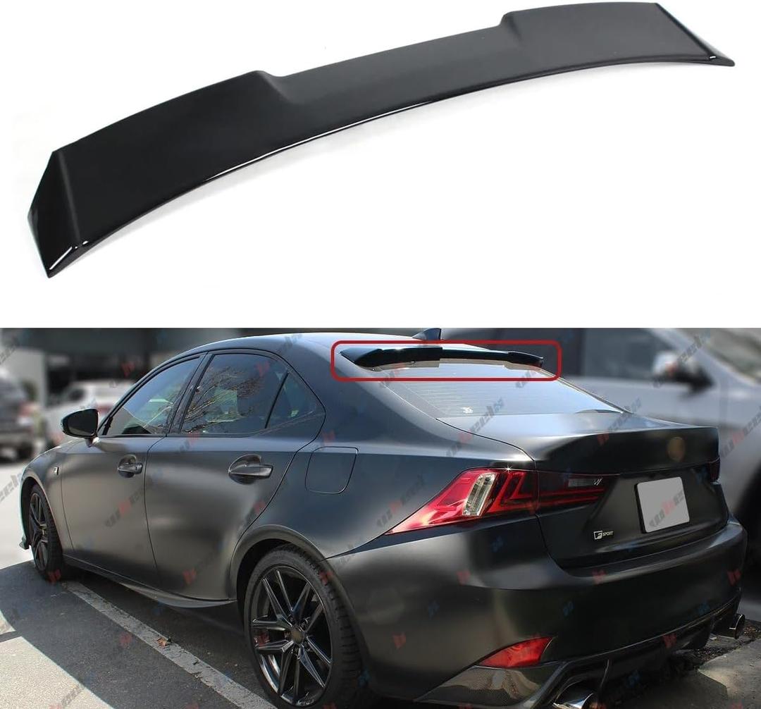 Rear Window Rooftop Spoiler Compatible with 2006-2013 Lexus IS250 IS350 ISF F Sport, Wing Fit for 06-13 Sedan (Glossy Black)