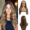 Belaved 22 Inch Ombre Lace Front Wig Human Hair 13x4 Straight Highlight Light Brown to Brown with Ash Blonde Lace Closure Wigs Human Hair for Women Real Brazilian Virgin Hair Pre Plucked Hairline