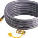 DOZYANT 12 Feet 3/8" ID Natural Gas Hose, Low Pressure LPG Hose with Quick Connect, for Weber, Char-broil, Pizza Oven, Patio Heater and More, 3/8 Female x 3/8 Male Flare Quick Disconnect