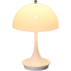 Flower Bud Lamp Modern Flowerpot Cordless Mushroom Touch Table Lamp 3 Mode Dimmable Rechargeable Desk Lamp for Bedroom (White)