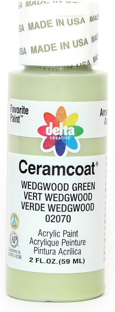 Delta Creative Ceramcoat Acrylic Paint in Assorted Colors (2 oz), 2070, Wedgewood Green (2 Fl Oz (Pack of 2), Wedgewood Green)