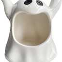 DIYDEC 1pcs Halloween Candy Bowls, Halloween Candy Dish Candle Holder Bat Ghost Ceramic Dish for Tiered Tray Ornament Tableware Party Decor