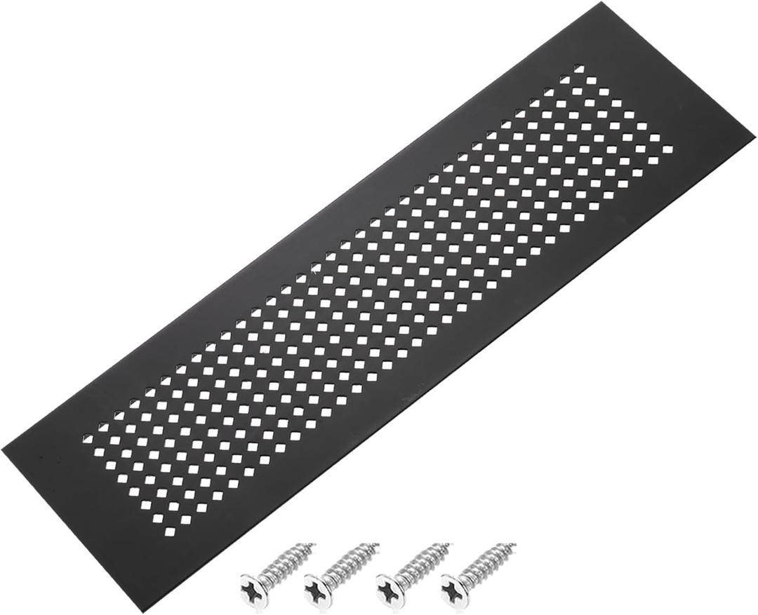 PATIKIL 18 x 3 Inch Door Air Vent Cover, Aluminum Grille Ventilation Cover Louvered Diamond Hole with Mounting Screws for Cabinet Wardrobe Door, Black