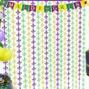 Mardi Gras Tinsel Backdrop 2 Pack Mardi Gras Metallic Fringe Curtain Purple Gold Green Color Foil Backdrop Party Streamer Mardi Gras Photo Booth Props for Carnival Bithday Party Decoration, 3.3x6.6ft