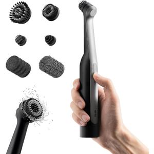 HOTO Wand Cordless Spin Scrubber, Electric Rechargeble Grout Cleaning Brush, IPX7 Waterproof Bathroom Scrubber, 12 Replaceable Brush Heads Version Power Scrubber for Grout, Tiles, Corners, Crevices