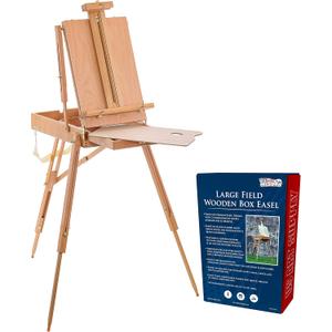 U.S. Art Supply Large Beechwood French Easel, Adjustable Plein Air Easels Sketchbox Tripod for Field & Studio Painting Easel for Adults, Drawing, Display - Portable with Artist Drawer & Palette