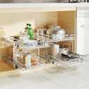 2-Tier Kitchen Cabinet Pull Out Shelf and Drawer Organizer Slide Out Pantry Storaqe Basket in Multiple Sizes (21" W x 21" D,)