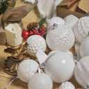Christmas Ball Ornaments Set Assorted Shatterproof Ornaments 63 PCS Shaped Styles Xmas Tree Holiday Decorative,White