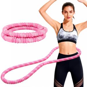 Weighted Exercise Hoop, Adult Soft Tube Weighted Hoop, 3.3LB Foldable Soft Tube Hoop, no Pinch, no Waist Injury. (Pink)